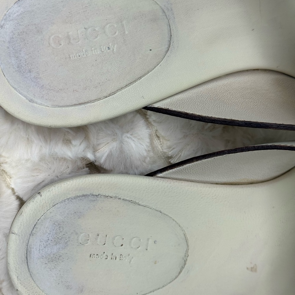 Gucci White and Brown Designer Sandals with Monogram Size 7 1/2 - Picture 10 of 13